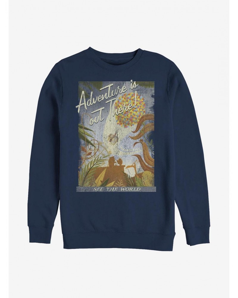 Disney Pixar Up Travel Poster Crew Sweatshirt $13.28 Sweatshirts