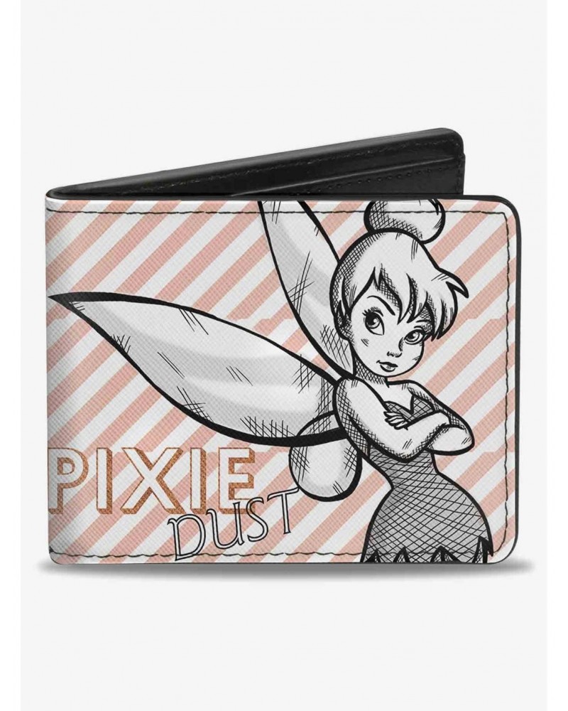 Disney Tinker Bell Sassy Pose Pixie Dust Stripes Bifold Wallet $6.27 Wallets