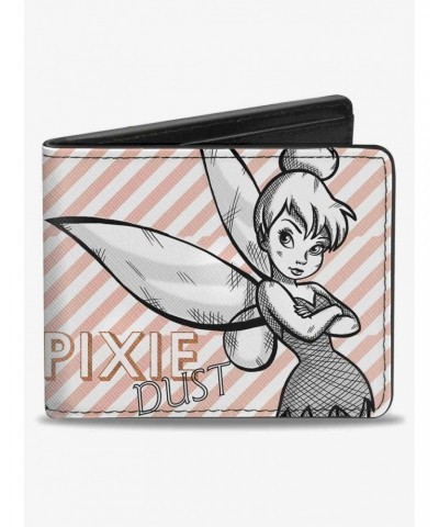 Disney Tinker Bell Sassy Pose Pixie Dust Stripes Bifold Wallet $6.27 Wallets