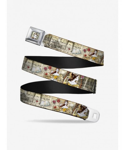 Disney Beauty And The Beast Belle Sketch Poses Story Script Seatbelt Belt $8.72 Belts