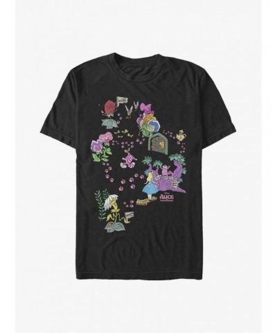 Extra Soft Disney Alice in Wonderland Chesire Map T-Shirt $12.56 T-Shirts