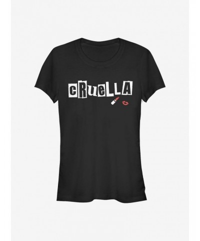 Disney Cruella Name Cut Out Letters Girls T-Shirt $9.71 T-Shirts