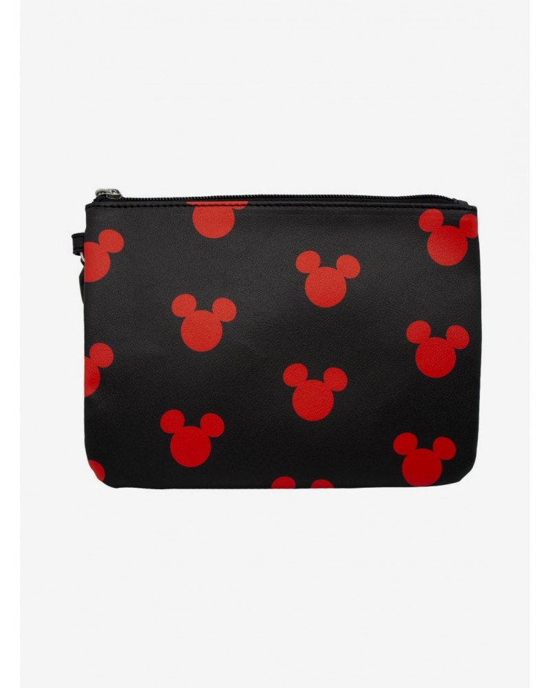 Disney Mickey Mouse Head Monogram Black Red Single Pocket Wristlet Wallet $8.28 Wallets