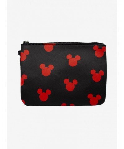 Disney Mickey Mouse Head Monogram Black Red Single Pocket Wristlet Wallet $8.28 Wallets