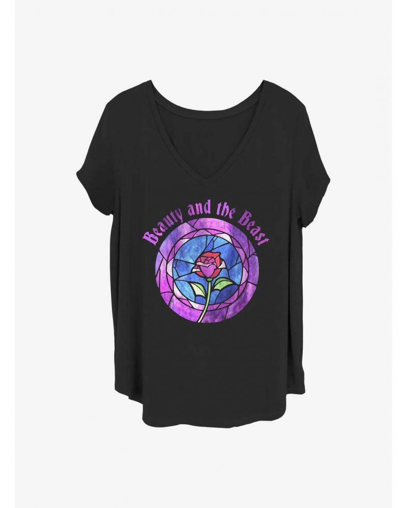 Disney Beauty and the Beast Glass Rose Girls T-Shirt Plus Size $13.87 T-Shirts