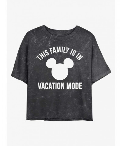 Disney Mickey Mouse Vacation Mode Mineral Wash Crop Girls T-Shirt $13.01 T-Shirts