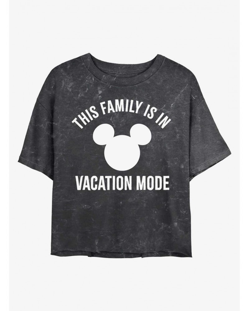 Disney Mickey Mouse Vacation Mode Mineral Wash Crop Girls T-Shirt $13.01 T-Shirts