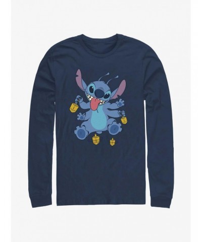 Disney Lilo & Stitch Hanukkah Spinning Dreidels Long-Sleeve T-Shirt $10.20 T-Shirts