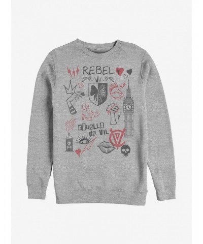 Disney Cruella Rebel Queen Doodles Crew Sweatshirt $14.02 Sweatshirts