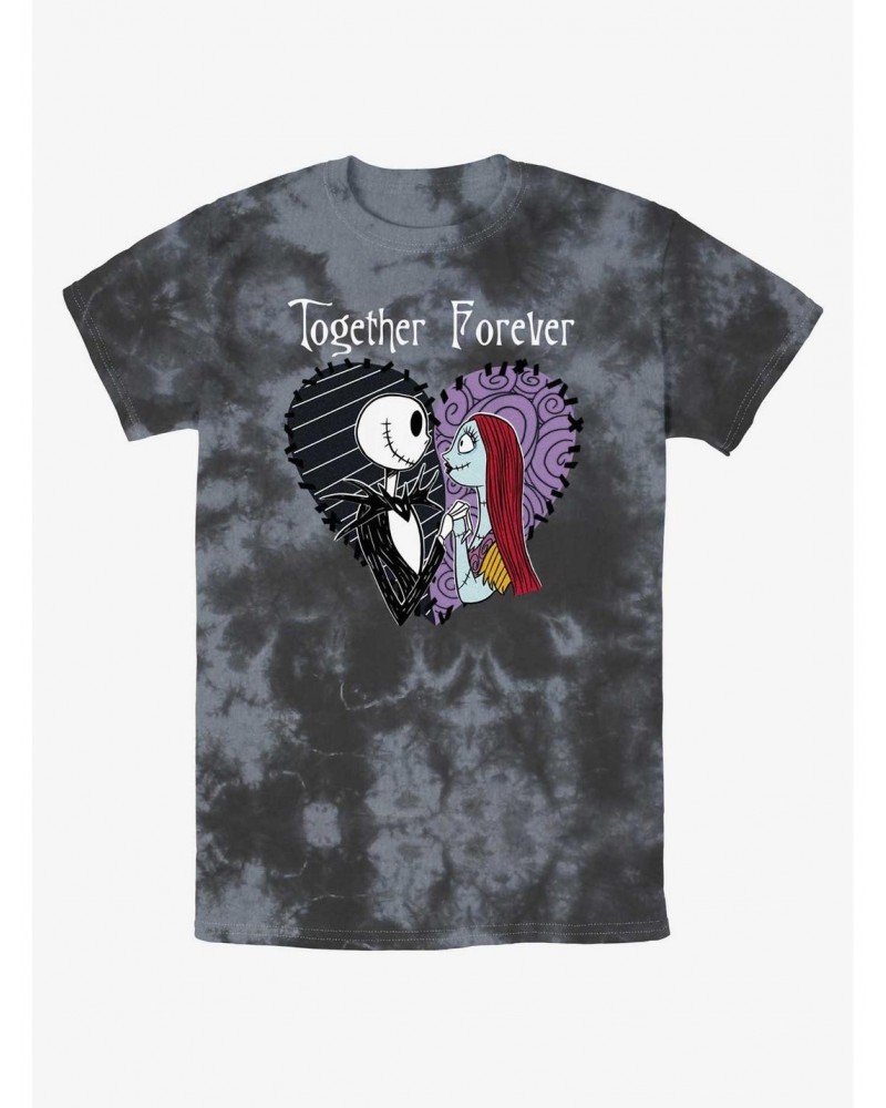 Disney The Nightmare Before Christmas Jack and Sally Together Forever Tie-Dye T-Shirt $9.58 T-Shirts