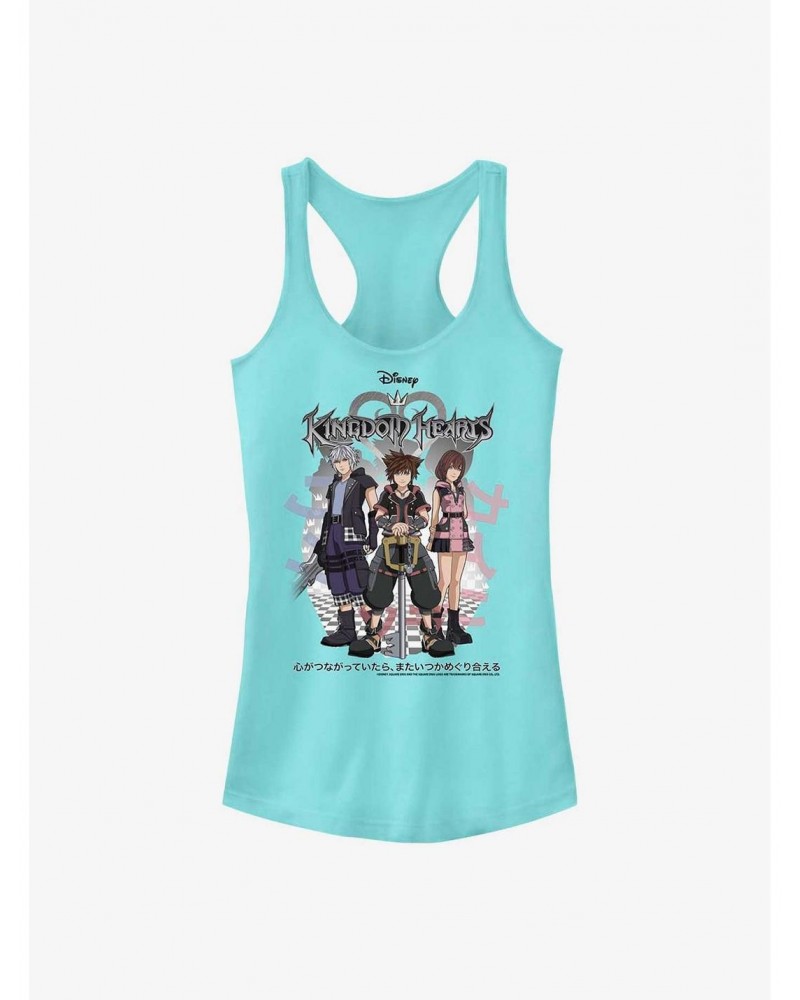 Disney Kingdom Hearts Sora Japanese Text Group Girls Tank $11.45 Tanks