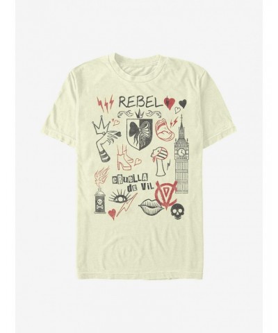 Disney Cruella Rebel Queen Doodles T-Shirt $7.65 T-Shirts