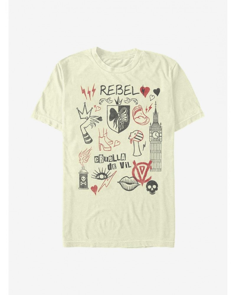 Disney Cruella Rebel Queen Doodles T-Shirt $7.65 T-Shirts