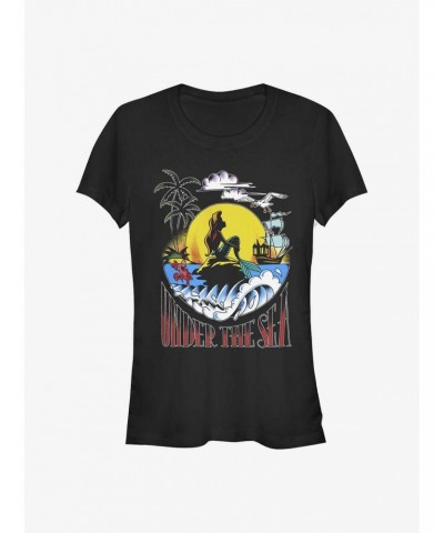 Disney The Little Mermaid Under The Sea Sunset Poster Girls T-Shirt $10.21 T-Shirts