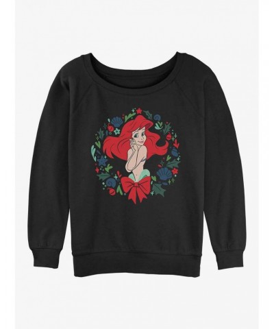 Disney The Little Mermaid Festive Ariel Wreath Girls Slouchy Sweatshirt $12.55 Sweatshirts