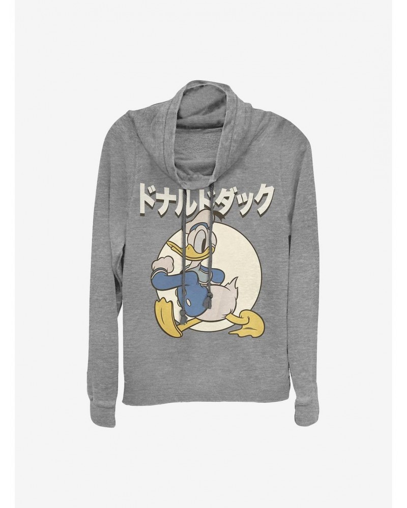 Disney Donald Duck Japanese Text Cowlneck Long-Sleeve Girls Top $19.31 Tops