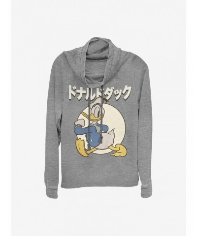 Disney Donald Duck Japanese Text Cowlneck Long-Sleeve Girls Top $19.31 Tops