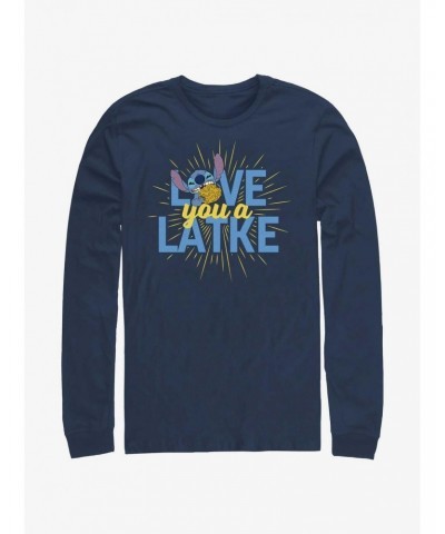 Disney Lilo & Stitch Hanukkah Love You A Latke Long-Sleeve T-Shirt $11.52 T-Shirts