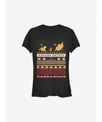 Disney The Lion King Hakuna My Knits Ugly Christmas Sweater Girls T-Shirt $10.46 T-Shirts