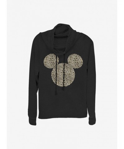 Disney Mickey Mouse Animal Ears Cowlneck Long-Sleeve Girls Top $16.61 Tops