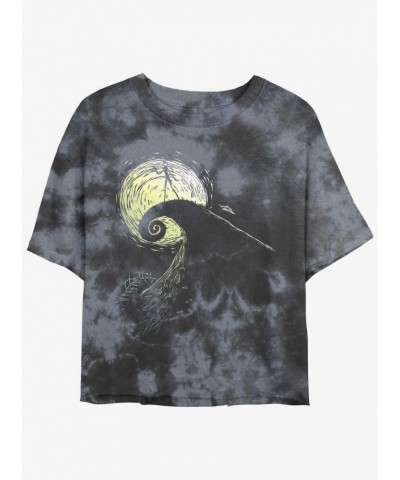 Disney The Nightmare Before Christmas Jack On Spiral Hill Tie-Dye Girls Crop T-Shirt $10.12 T-Shirts