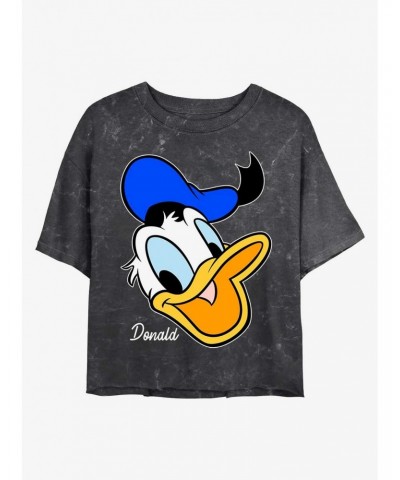 Disney Donald Duck Donald Big Face Mineral Wash Crop Girls T-Shirt $10.98 T-Shirts