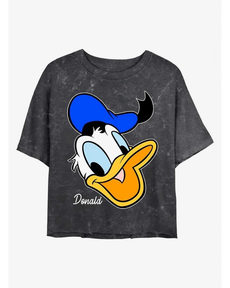 Disney Donald Duck Donald Big Face Mineral Wash Crop Girls T-Shirt $10.98 T-Shirts