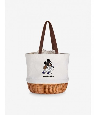 Disney Mickey Mouse NFL Baltimore Ravens Canvas Willow Basket Tote $19.47 Totes