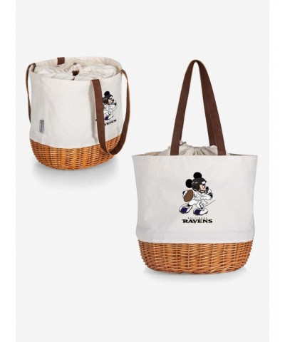 Disney Mickey Mouse NFL Baltimore Ravens Canvas Willow Basket Tote $19.47 Totes