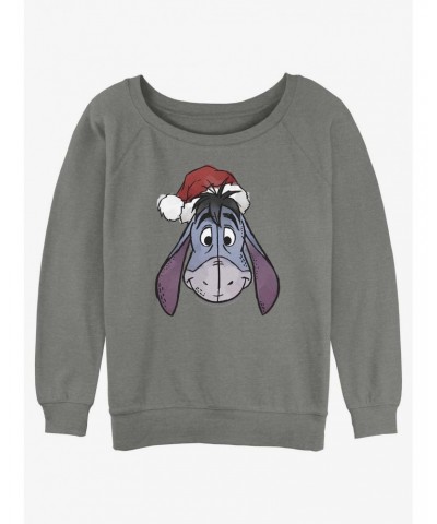 Disney Winnie The Pooh Santa Hat Eeyore Girls Slouchy Sweatshirt $16.61 Sweatshirts