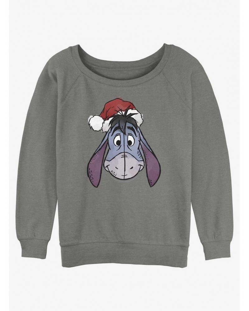 Disney Winnie The Pooh Santa Hat Eeyore Girls Slouchy Sweatshirt $16.61 Sweatshirts