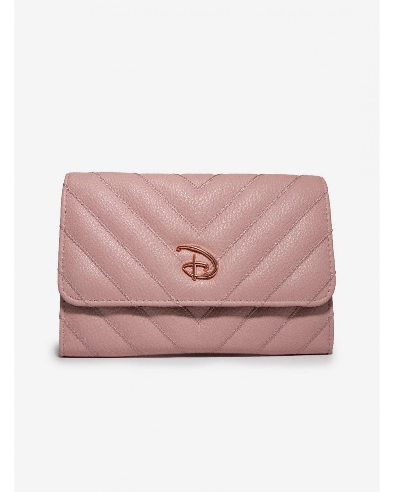 Disney Signature D Rose Gold Vegan Leather Foldover Wallet $10.77 Wallets