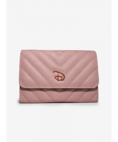 Disney Signature D Rose Gold Vegan Leather Foldover Wallet $10.77 Wallets