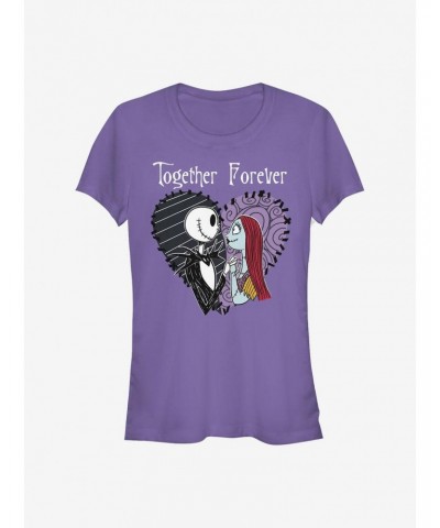 The Nightmare Before Christmas Jack & Sally Together Forever Girls T-Shirt $11.95 T-Shirts