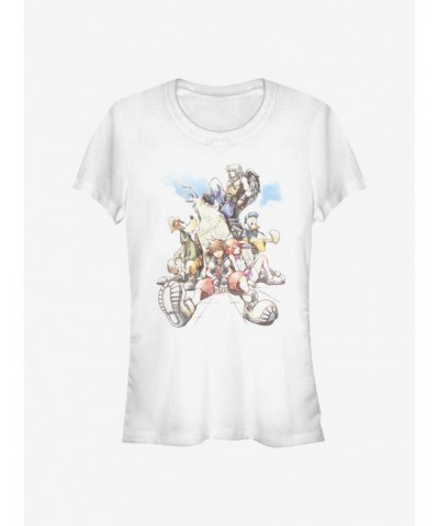 Disney Kingdom Hearts Group In The Clouds Girls T-Shirt $11.45 T-Shirts