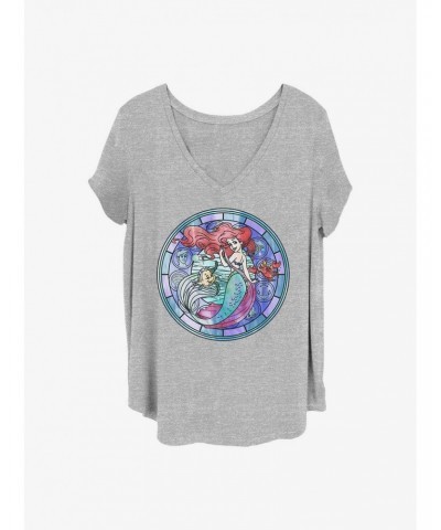 Disney The Little Mermaid Ariel Stained Glass Girls T-Shirt Plus Size $11.56 T-Shirts