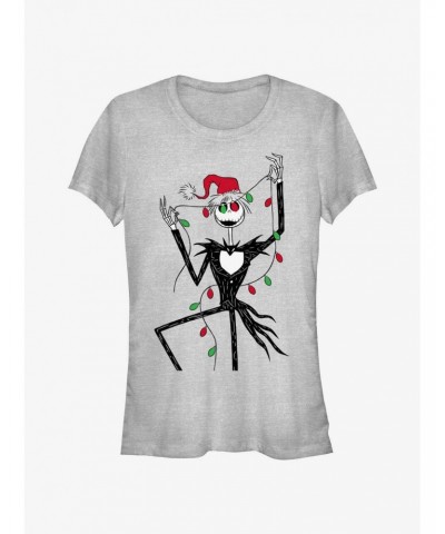 Disney The Nightmare Before Christmas Santa Jack Christmas Lights Girls T-Shirt $8.72 T-Shirts