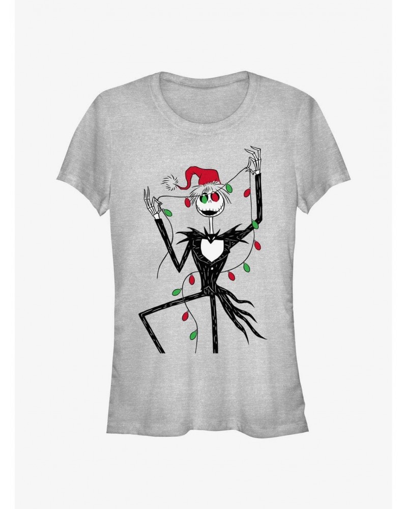 Disney The Nightmare Before Christmas Santa Jack Christmas Lights Girls T-Shirt $8.72 T-Shirts