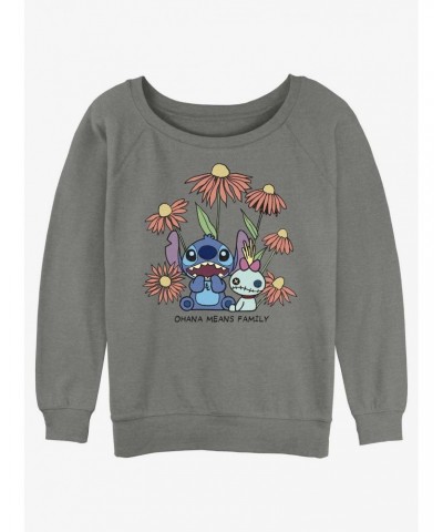 Disney Lilo & Stitch Chibi Floral Stitch and Scrump Girls Slouchy Sweatshirt $18.08 Sweatshirts