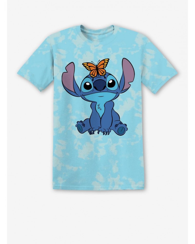 Disney Lilo & Stitch Butterfly Tie-Dye Boyfriend Fit Girls T-Shirt $12.11 T-Shirts