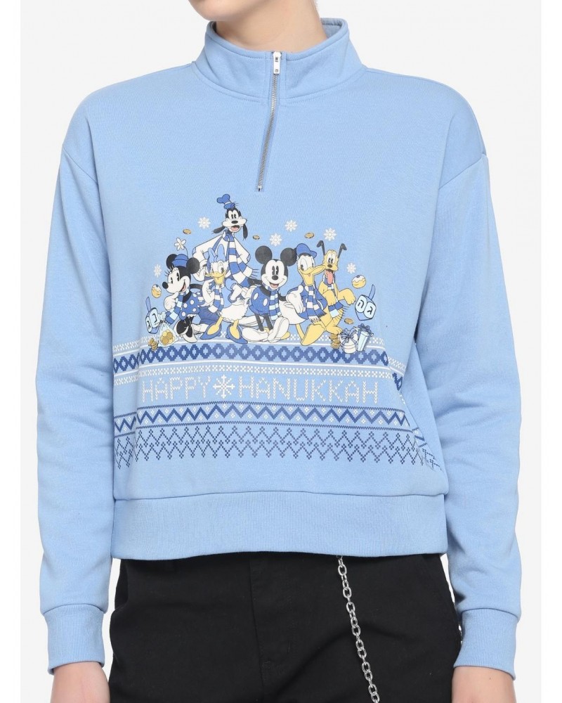 Disney Holiday Hanukkah Half-Zip Girls Crop Pullover $5.46 Pullovers