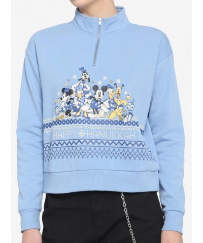 Disney Holiday Hanukkah Half-Zip Girls Crop Pullover $5.46 Pullovers