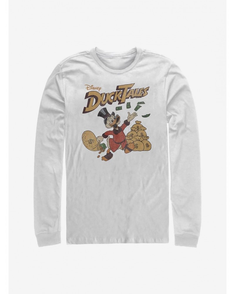 Disney Ducktales Scrooge Throwing Dollars Long-Sleeve T-Shirt $16.45 T-Shirts