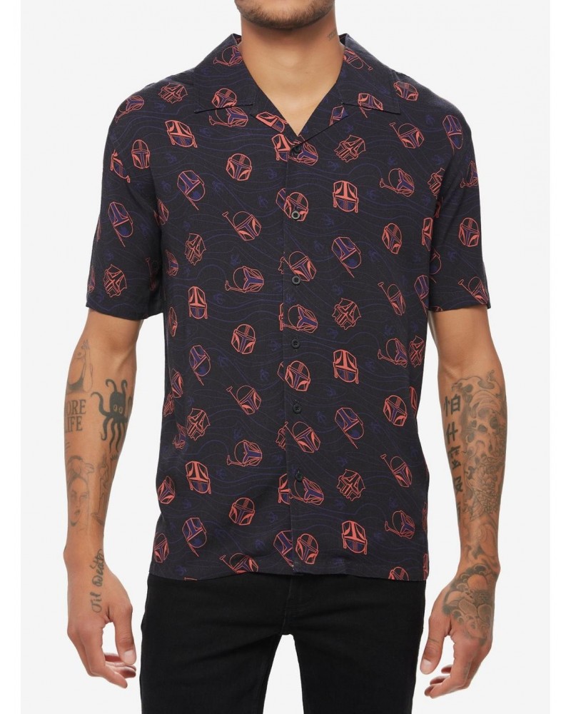 Our Universe Star Wars The Mandalorian Helmets Woven Button-Up $15.72 Button-Up