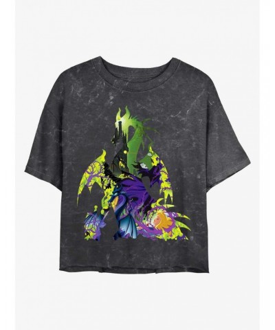 Disney Princesses Dragon Form Mineral Wash Crop Girls T-Shirt $14.45 T-Shirts