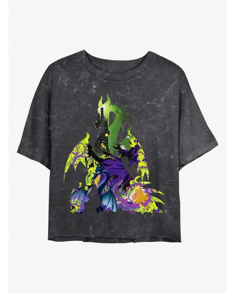 Disney Princesses Dragon Form Mineral Wash Crop Girls T-Shirt $14.45 T-Shirts