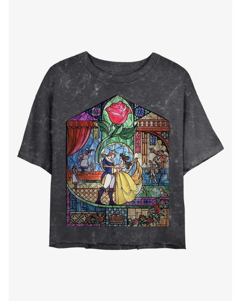 Disney Princesses Glass Beauty Mineral Wash Crop Girls T-Shirt $10.40 T-Shirts