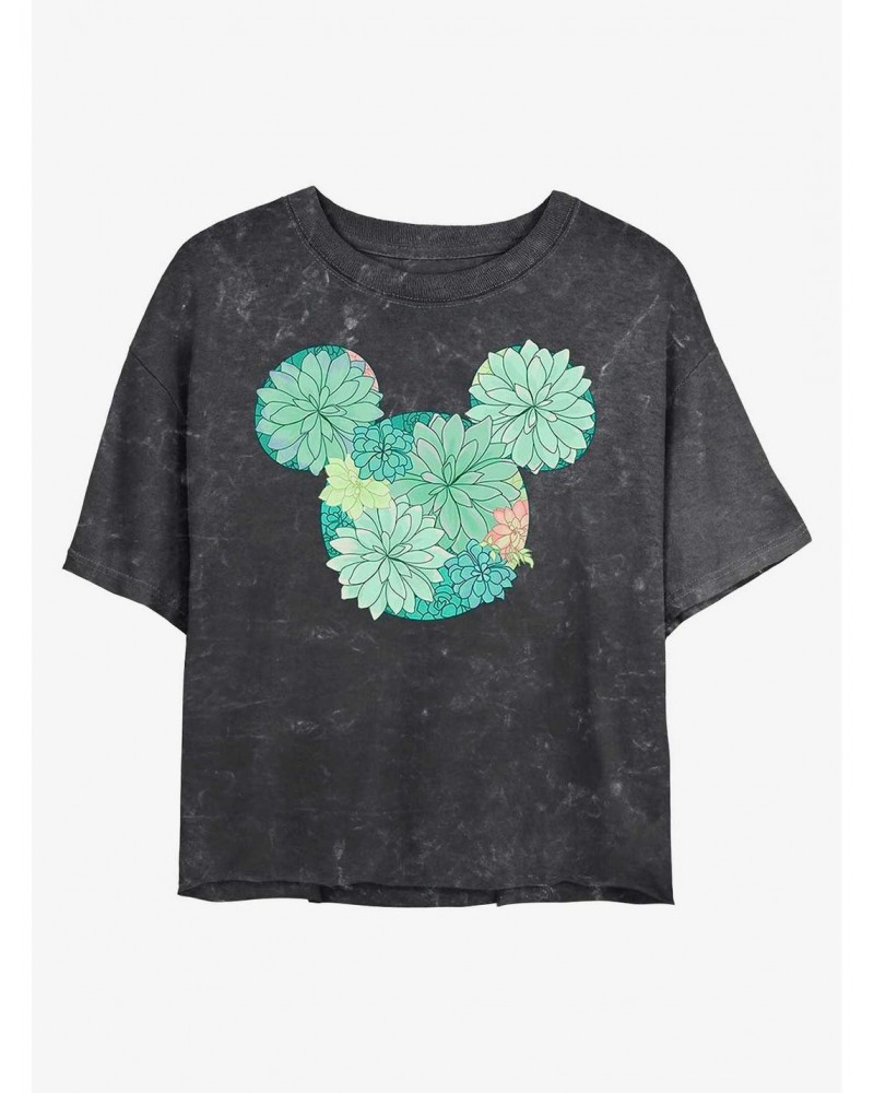 Disney Mickey Mouse Succulents Mineral Wash Crop Girls T-Shirt $12.43 T-Shirts