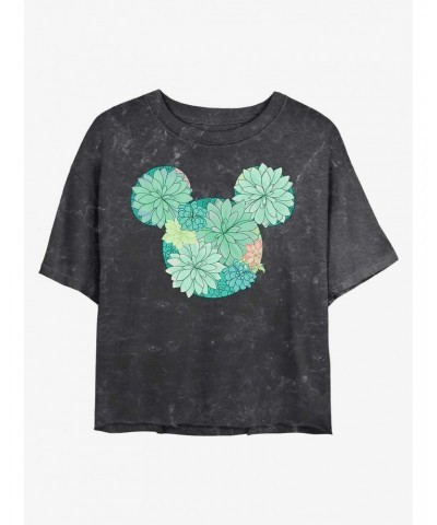 Disney Mickey Mouse Succulents Mineral Wash Crop Girls T-Shirt $12.43 T-Shirts