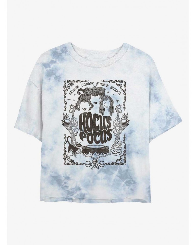 Disney Hocus Pocus Halloween Poster Tie-Dye Girls Crop T-Shirt $12.43 T-Shirts